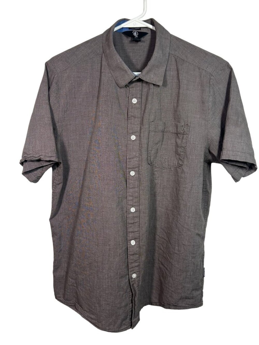 Volcom Men's Size M Cocoa Brown Short Sleeve Button-Up Shirt